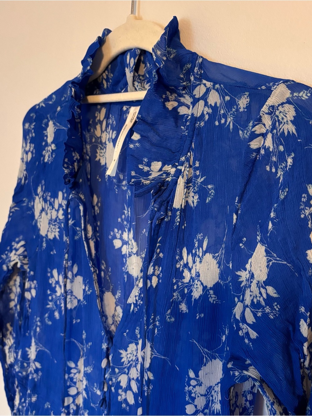 Anthropologie Blue Marais Printed Chiffon Maxi Dress • Size Medium - Picture 6 of 12